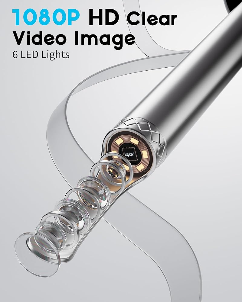 Ear Cleaner with Camera and Light,Ear Wax Removal, Ear Wax Removal Kit with 1296P Otoscope, Ear Cleaning Tool with 6 Ear Spoon, Ear Camera for iPhone & Android Phones,